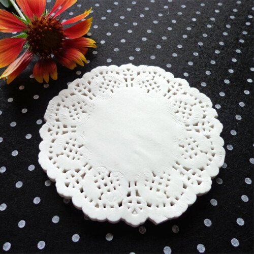 Lace Doilies Paper 100 Pcs,4.5 inch Liners for Cake,Tableware Display 2