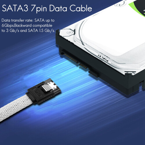 50CM SATA 3.0 III SATA3 7pin Data Cable 6Gb/s SSD Cables(White) 2