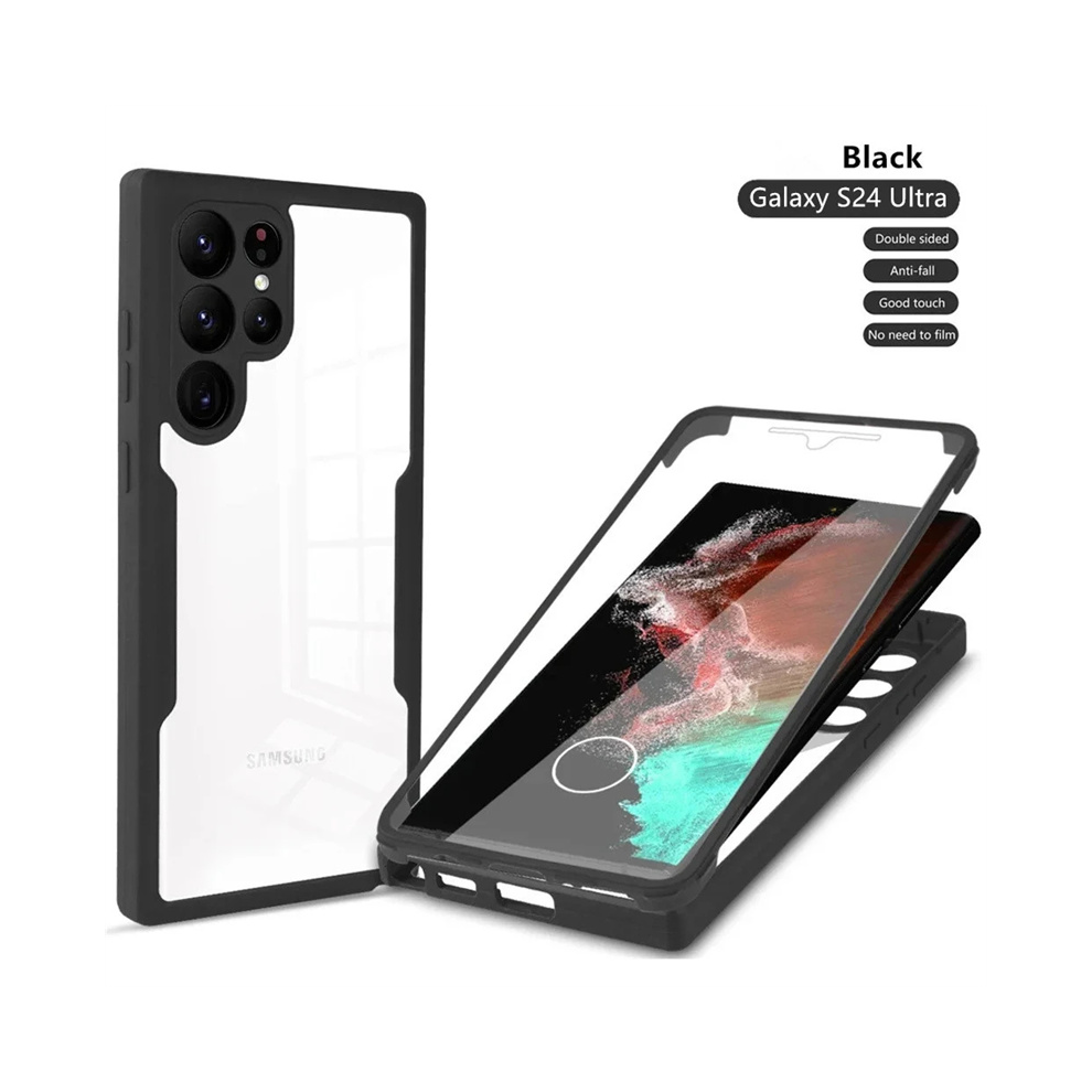 (, For Galaxy S22 Ultra) 360 Full Body Front Back Case For Samsung Galaxy S Black 931287641344