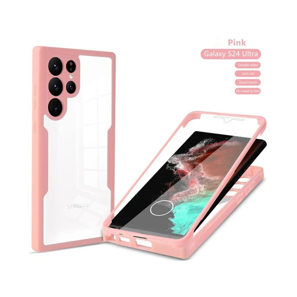 (, For Galaxy S22 Ultra) 360 Full Body Front Back Case For Samsung Galaxy S Pink 931287641771