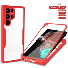 (Red, For Galaxy S24) 360 Full Body Front Back Case For Samsung Galaxy S
