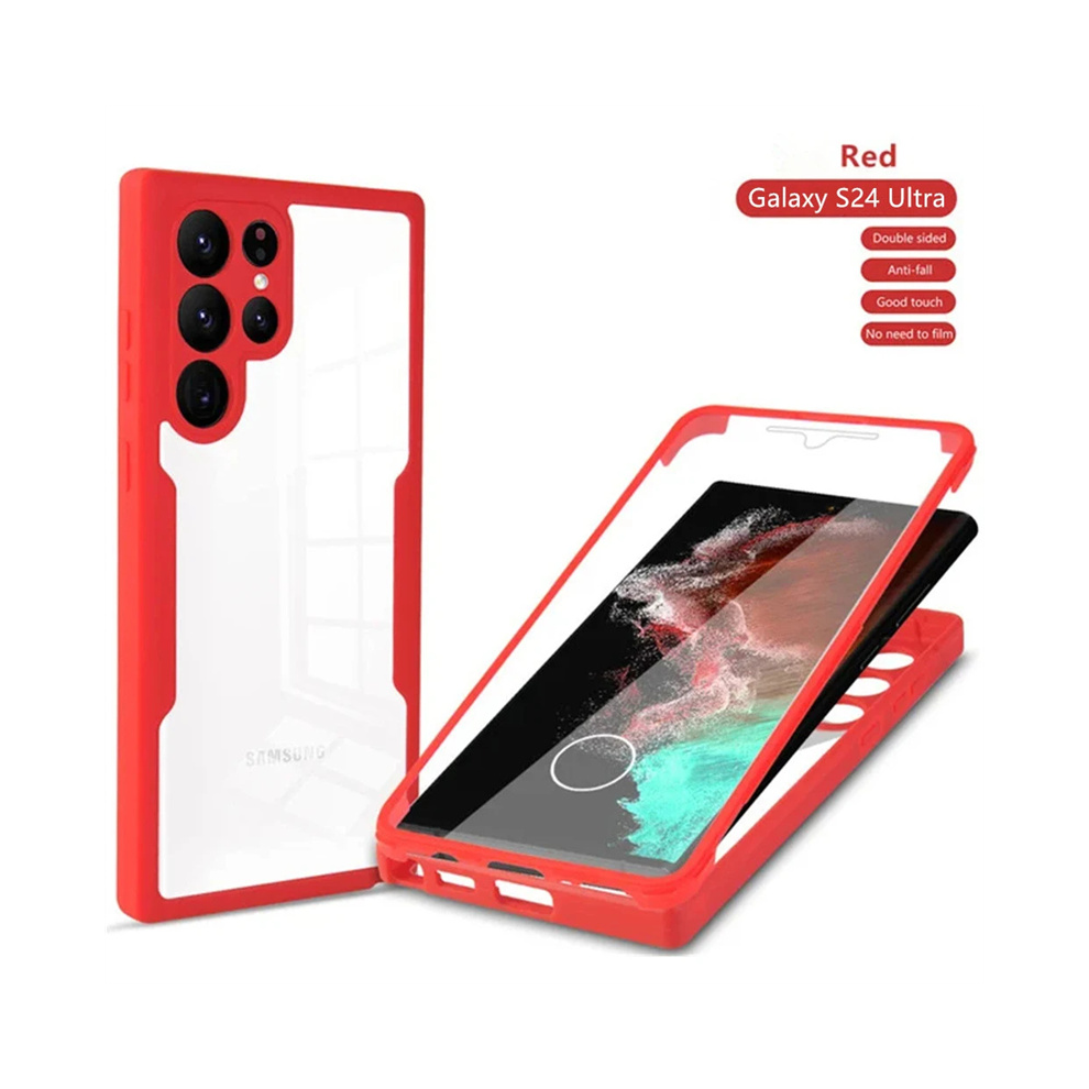 (, For Galaxy S22 Ultra) 360 Full Body Front Back Case For Samsung Galaxy S Red 931287642112