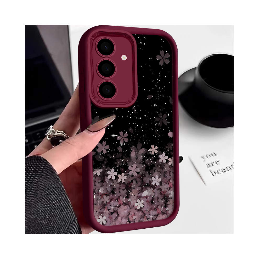 (A507 Burgundy, For Samsung S24ultra) Cherry Blossom Silicone Case For Samsung Galaxy S2 Red 931287631086