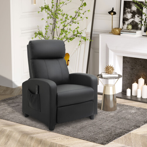 HOMCOM Recliner Sofa Chair PU Leather Massage Armcair w/ Remote Control, Black