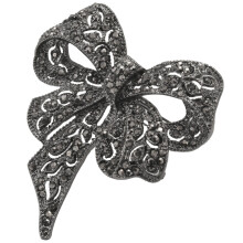 Vintage Rhinestone Bow Brooches for Women Black Bowknot Brooch Pin