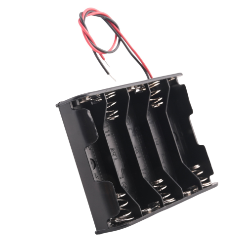 5 x 1.5V AA Battery Slot Holder Case Box Wire Black 2