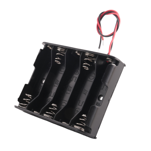 5 x 1.5V AA Battery Slot Holder Case Box Wire Black 1