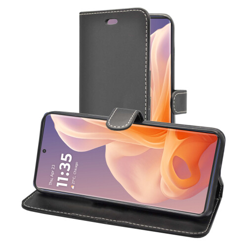 (Black) For Motorola G55 Wallet Flip Cover Case 2