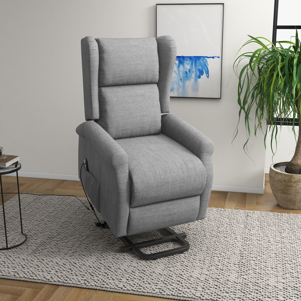 Homcom Power Lift Chair For The Elderly Fabric Recliner Armchair W/ Remote Grey