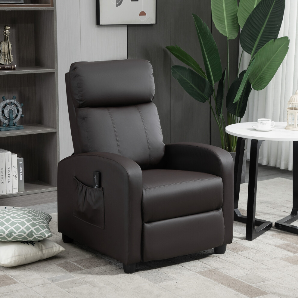 B&Q - Recliner Sofa Chair Pu Leather Massage Armcair W/ Remote ControlBrown - Image 6