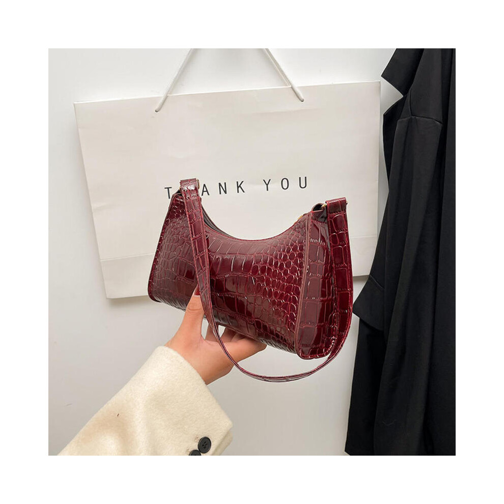 (Wine red 1) Black Trendy Women Shoulder Bag Fashion Pu Handbags Crossbody Bags Small Handle Bags Shopper Clutch Purse-image-OPC-PGFHQHF-NEW