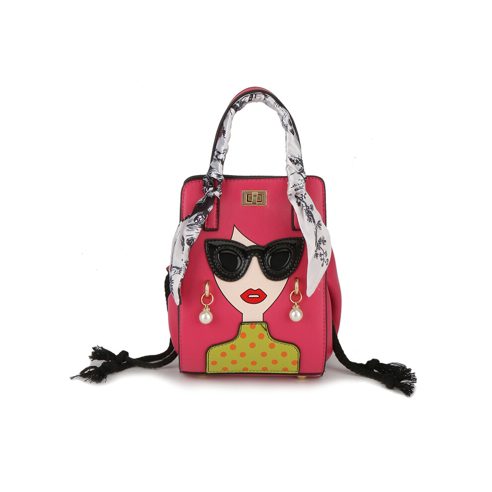 (Pink shoulder bag, 21X15X15cm) Brand Beauty Glasses Handbags for Women High Quality PU Shoulder Bag Cute Scarf Purses and Crossbody Bag-image-OPC-PGFHTFT-NEW