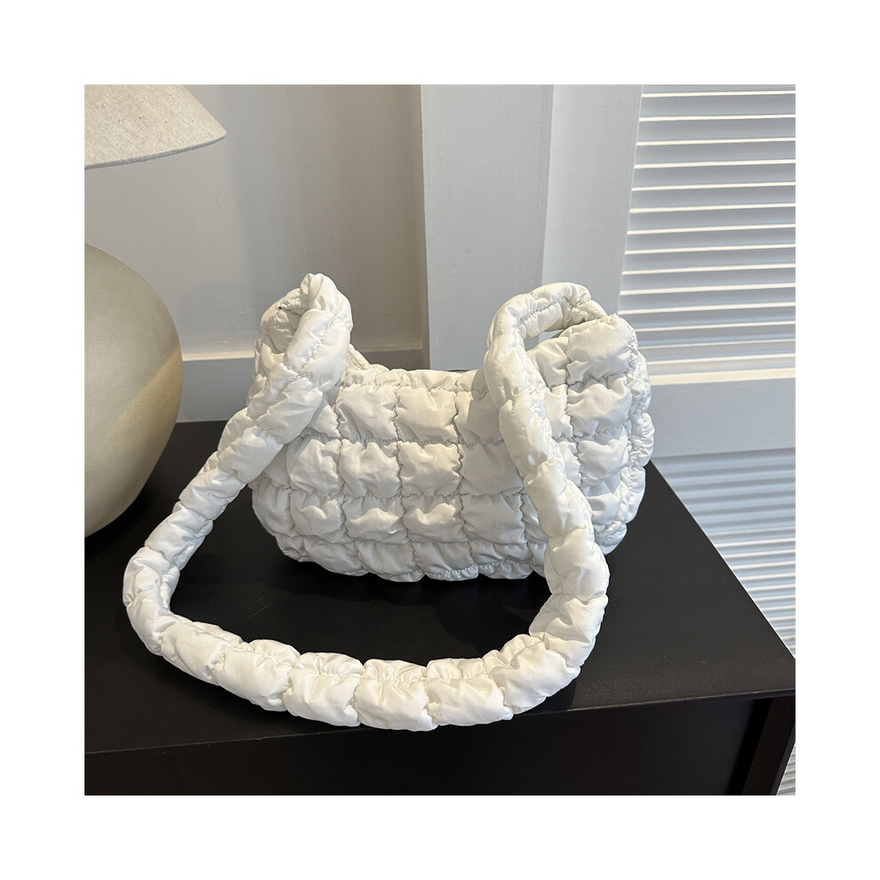 (White A) Quilted Pleated Shoulder Bags for Women Padded Bag Nylon Handbags Bucket Purse Cloud Bubbles Hobo Puffer Nylon Tote-image-OPC-PGFHV2J-NEW