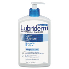 Lubriderm Daily Moisture, feuchtigkeitsspendende, parfmfreie Krperlotion mit Vitamin B5 fr normale bis trockene Haut, nicht fettende und parfmfre