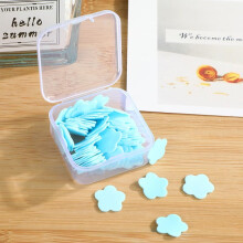 DPWOUM 100Pcs Blue Mini Portable Travel Soap Paper Sheets Flower Shape Disposable Paper Soap Flakes Cleaning Washing Hand Toiletry Paper Soap Sheets