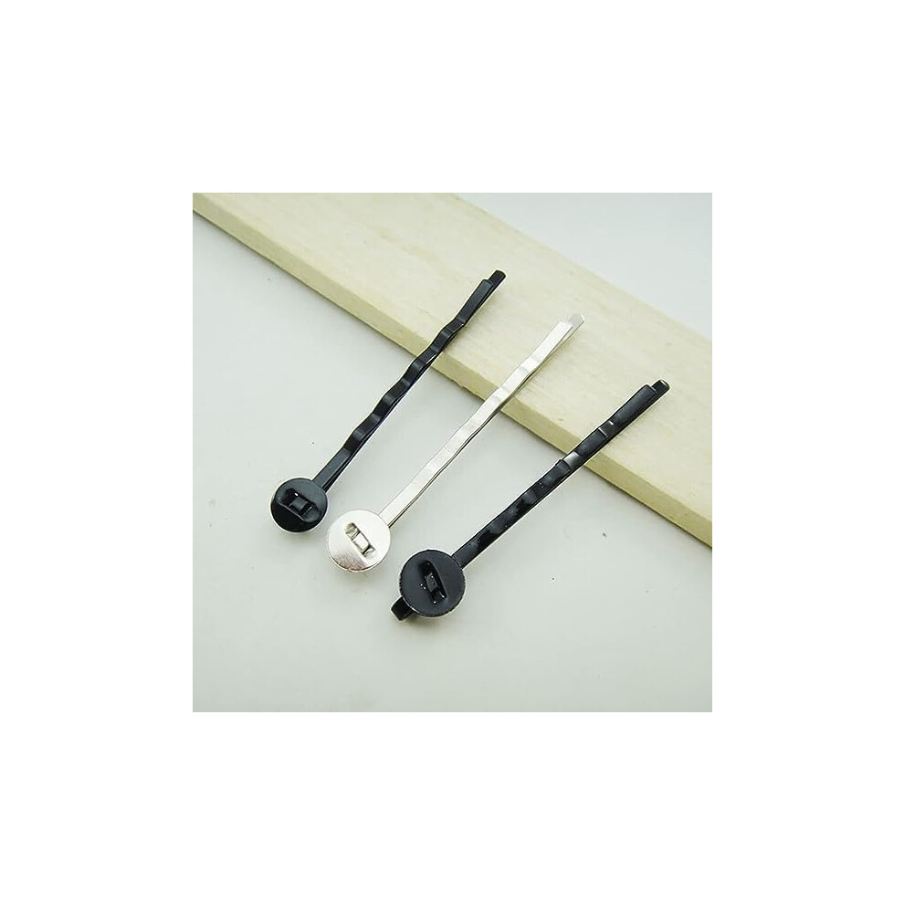 Dpwoum 50Pcs Black Hair Bobby Pins Hair Clips With Blank Round Tray Hair Pins Hairpin Cabochons Bases For Diy Crafts Hair Styling Pins Hair Accessories