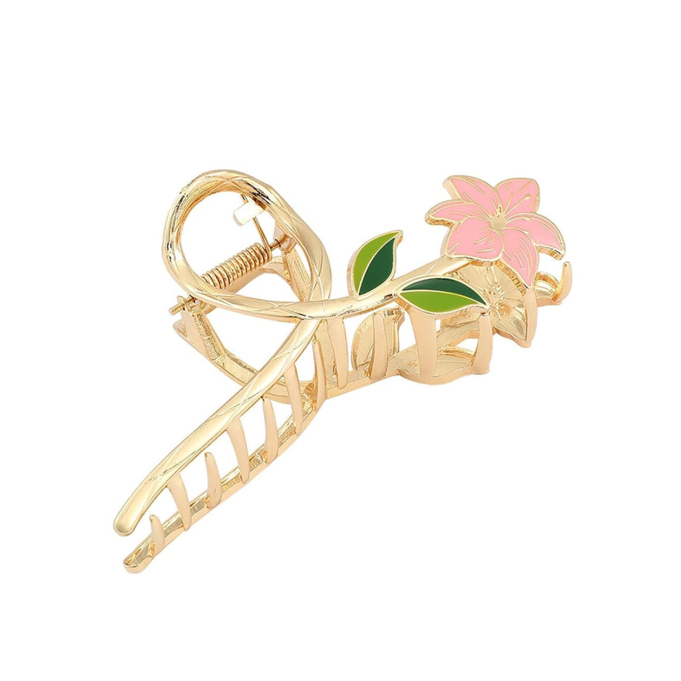 Grandes pinces    cheveux roses en forme de fleur, accessoires pour cheveux fins,   pais et boucl  s