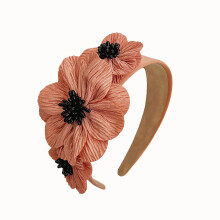 XXFBJNMD Flower Fashion Headbands Side Pearl Flower Hair Bands Fashion Double Flower Wide Fabric Hair Bands Nonslip Hair Bands for Women and Girls Ou