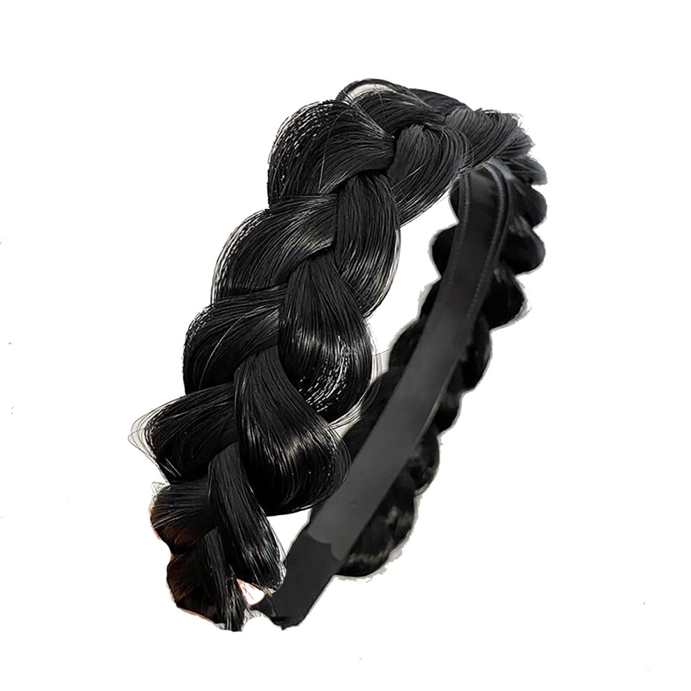 Xxfbjnmd Non-Slip Headbands 3 Strands Synthetic Hair Plaited Headbands Braid With Teeth Hair Band Accessories Messy Vintage Braid Headbands For Weddin