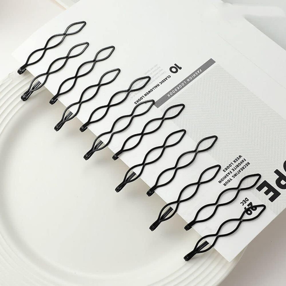 Lot de 12 mini épingles à cheveux noires vintage, pinces invisibles pour frange, pour femmes et filles, accessoires décoratifs pour cheveux de ma