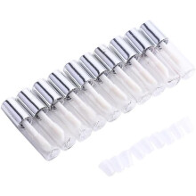 Sluswallow 10 Pcs Silver 1.2ML Mini Reusable Empty Lip Gloss Tubes Clear Round Lipgloss Tubes Container With Cap Cosmetic Sample Container Lip Glos