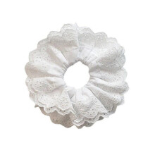 1pc White Hair Ties for Women Hair Scrunchies Girls White Lace Design - Premium Fabric Ponytail Holder Hair Tie for Women Girls Thick Curly Hair