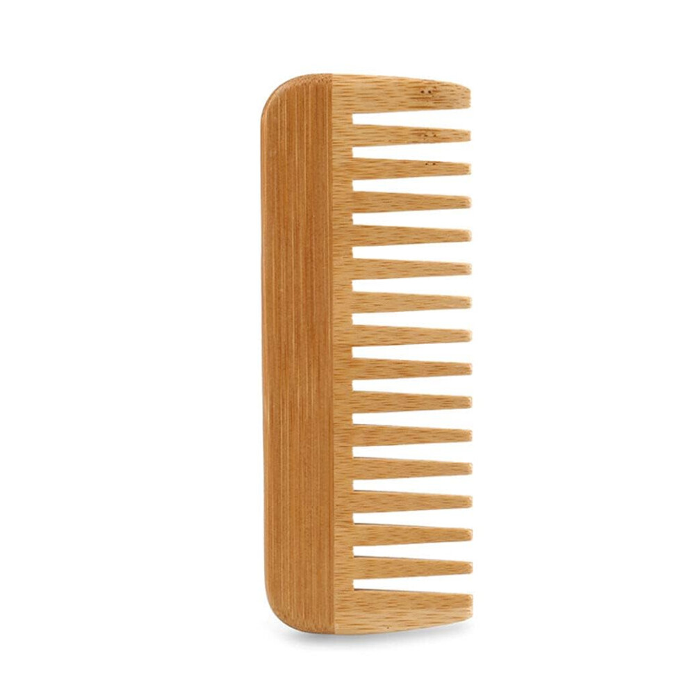 Peigne à dents larges en bambou naturel marron, peigne démêlant, antistatique, pour cheveux bouclés, pour femmes et hommes, lissant, massant, à u