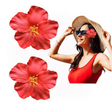 2 db Piros Hawaii Virg Hajcsat Noi Lnyoknak Divat Bohm Virgok Hajkiegszto Tncos Menyasszonyi Eskvoi Beach Party 8 cm