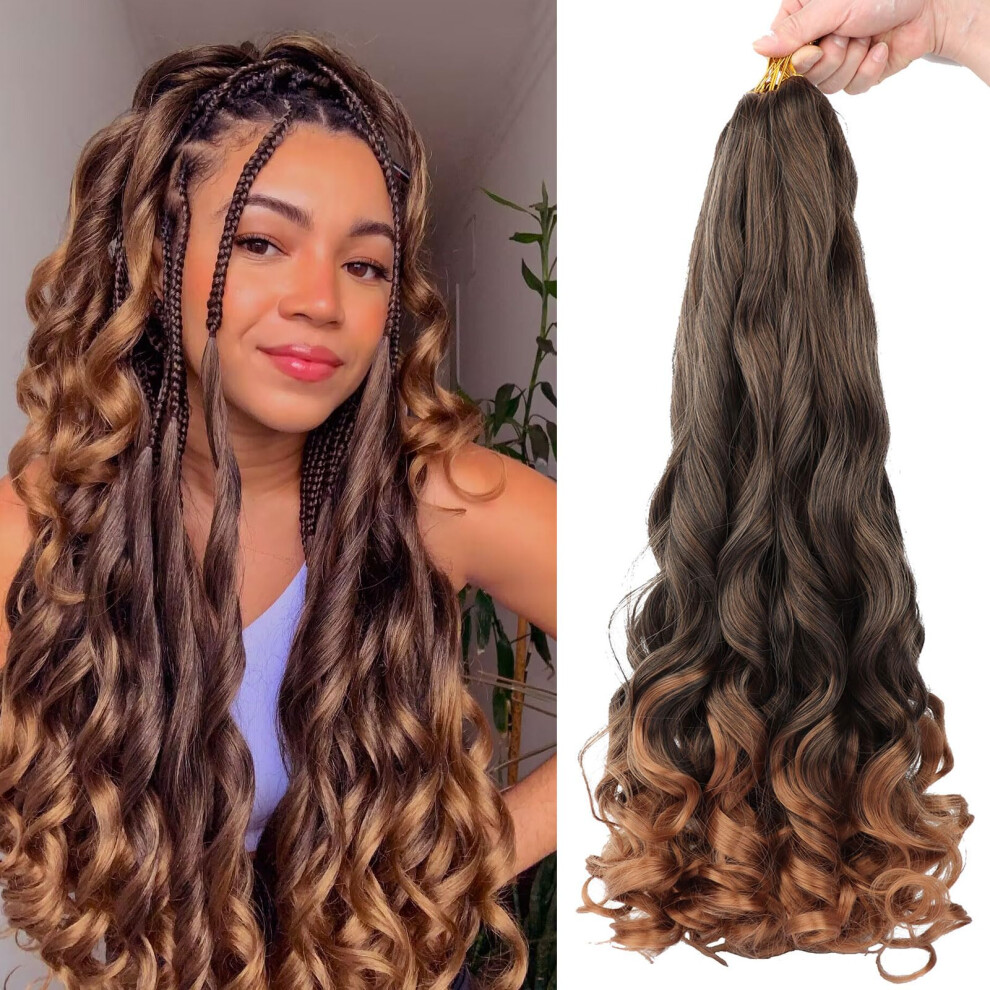 Lmzim French Curl Braiding Hair 24 Inch Loose Wavy Braiding Hair Pre Stretched 8 Pack Bouncy Curly Hair Extensions 75G/Pack French Curls Synthetic Hair Exte