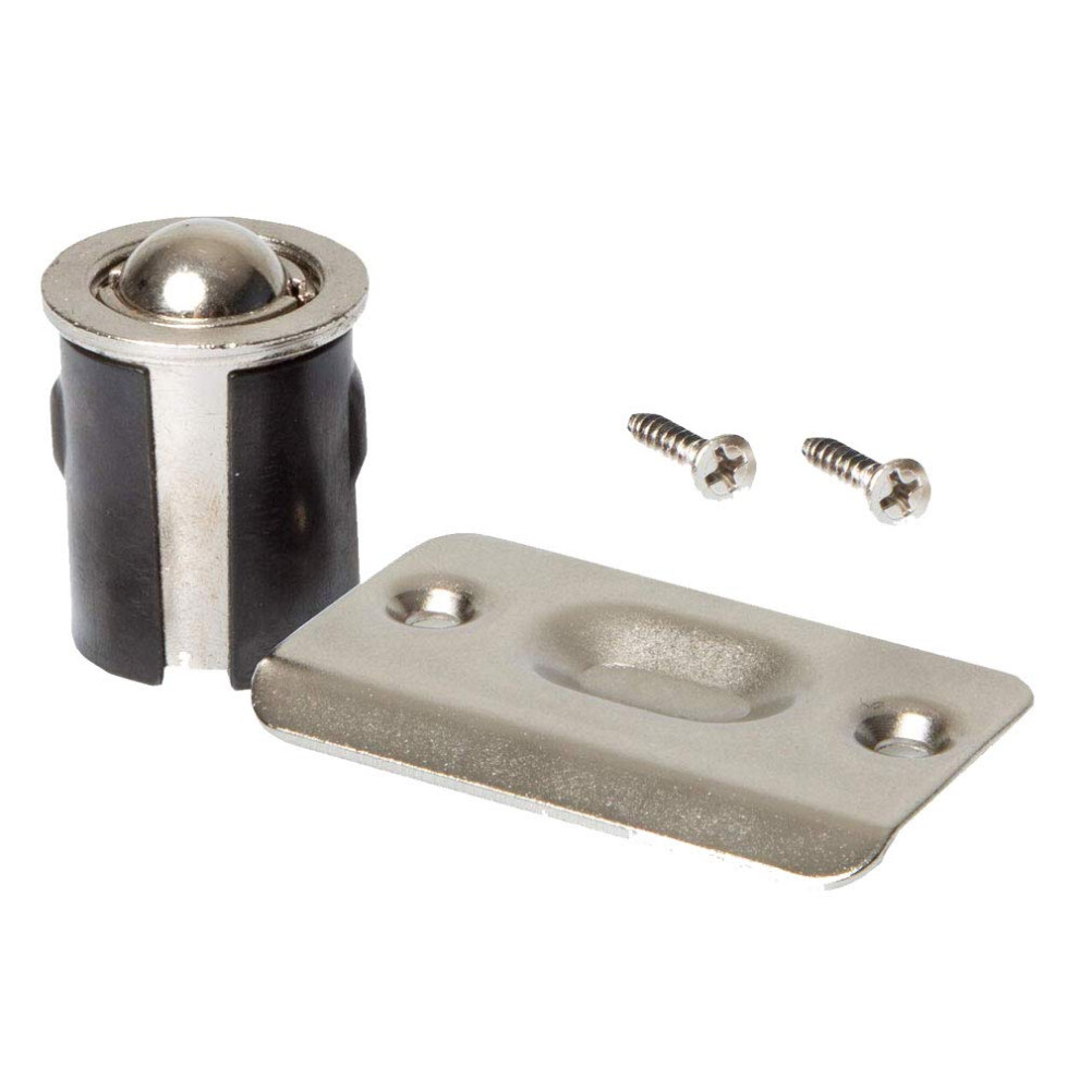 Brushed Nickel Closet Door Drive-In Ball Catch With Strike Plate (1 Pack Satin Nickel) 804086442477