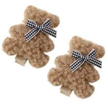 CRIZAN 2 Stuks Bruine Pluche Beer Haarspeldjes Duck Bill Accessoires Voor Meisjes Peuter Kids Kinderen