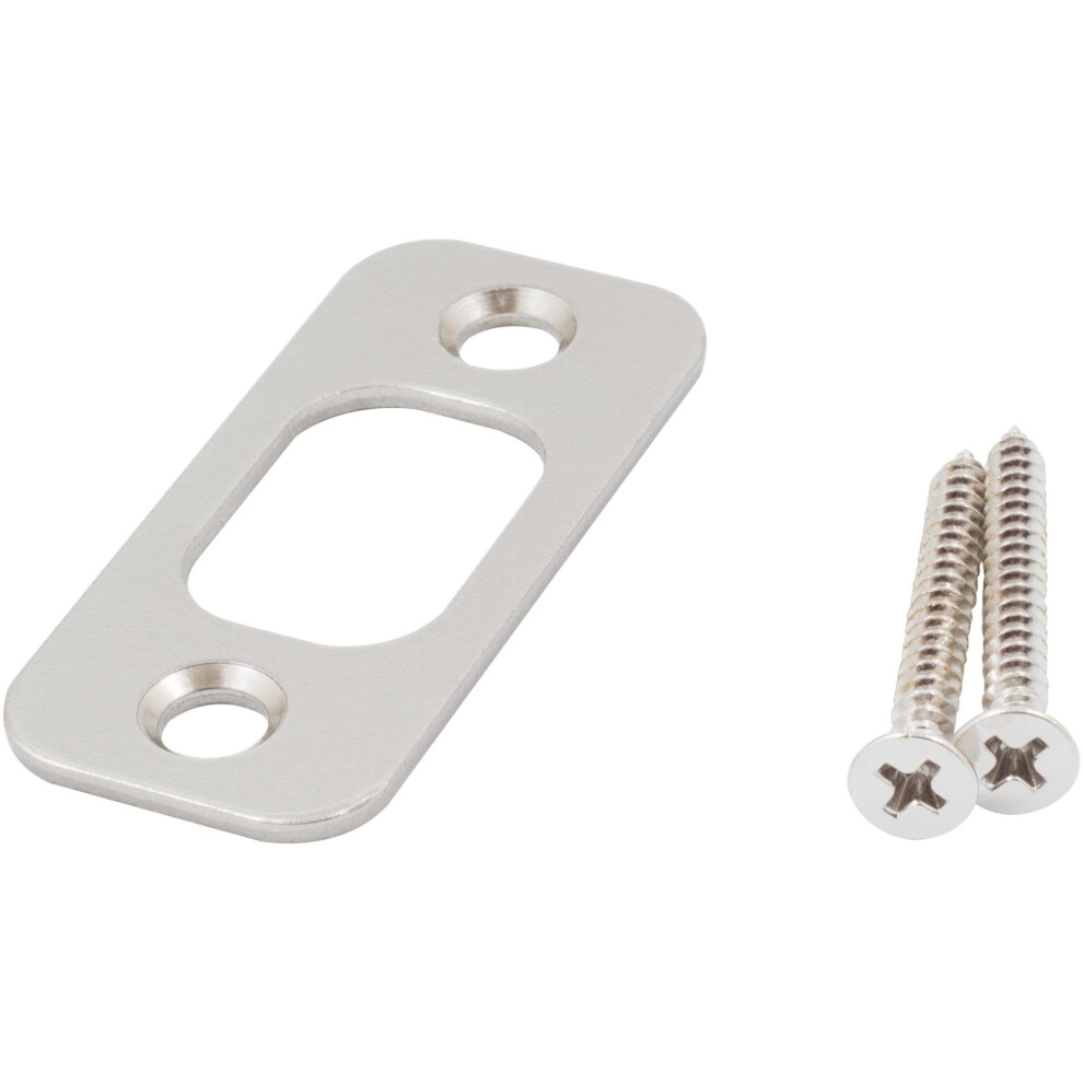 Stone Harbor Hardware Round Corner Deadbolt Strike Plate 1"""" X 2-1/4"""" 1-5/8"""" Center-To-Center Satin Nickel 874965009626