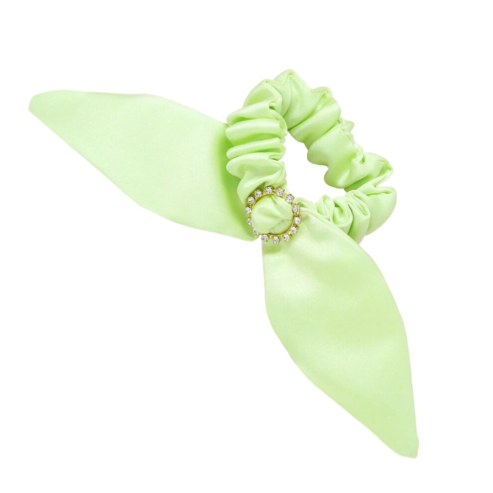 lastique     cheveux Ettika pour femme | Accessoire cheveux | Chouchou fluo avec cristal vert citron | Grand    lastique     cheveux plaqu    or