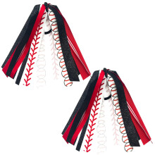 anshome 2PCS Baseball Ponytail Holders for Women Red Black Glitter Hair Ribbons Streamer Baseball Elastic Hair Ties Band Scrunchies Game Day Party De