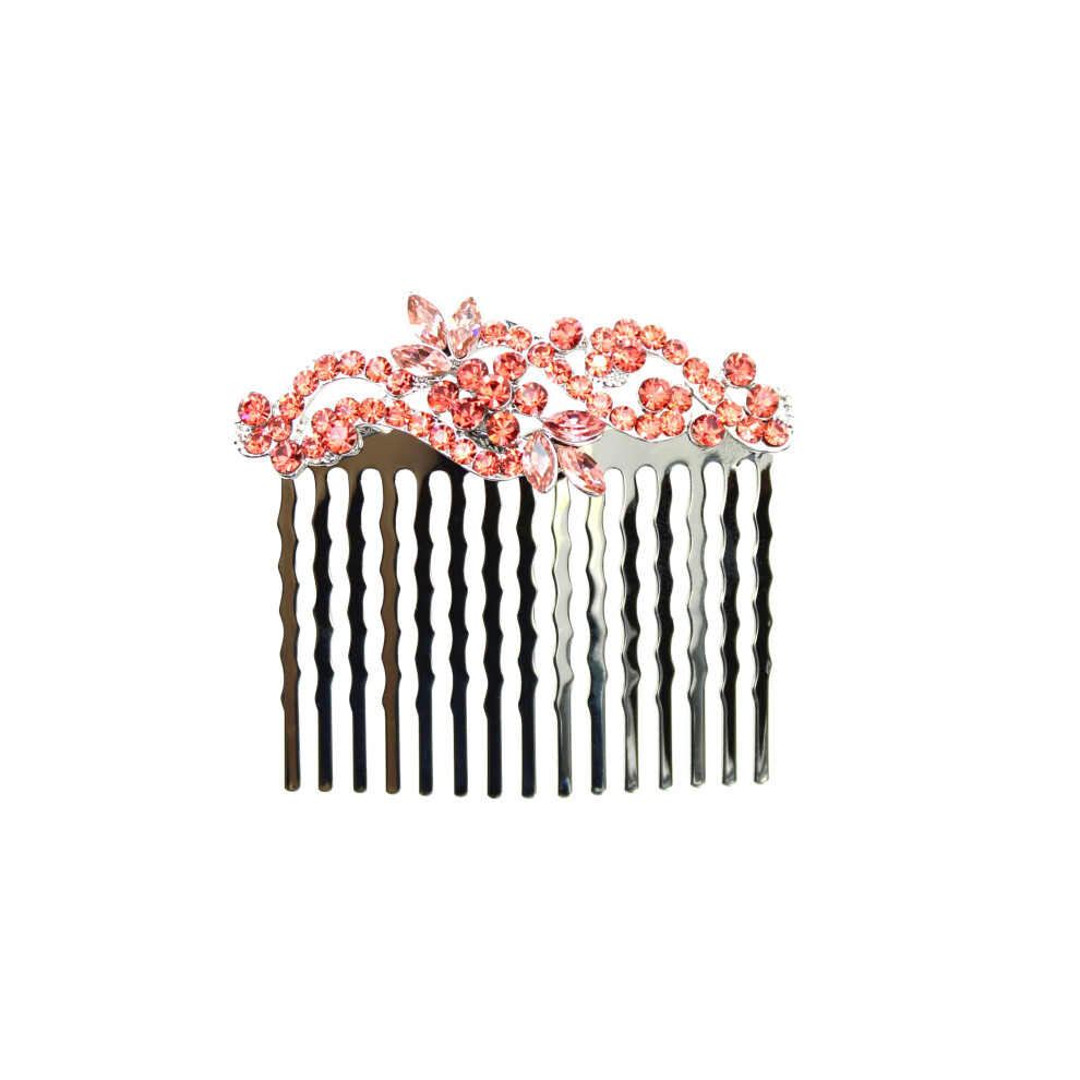 Muoti Faship Gorgeous Coral Crystal Floral Hair Comb