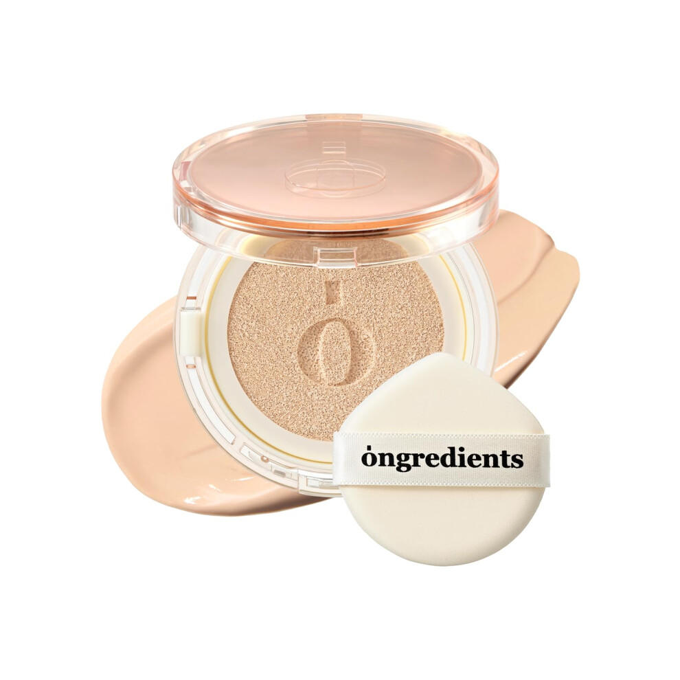 Ongredients Skin Barrier Glow Cover Cushion All-Day Coverage Glow Finish Lightweight Skincare-Like Texture Non-Cakey Makeup Korean Cushion Foundation (#21C