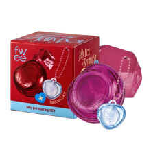 fwee Glowy Jelly Pot + Keychain SET | Dewy Jelly Lip & Blush Color Tinted Glow Jelly Balm Dewy Buildable Finish - Berry Jam (Peony Pink) | 0.14 oz