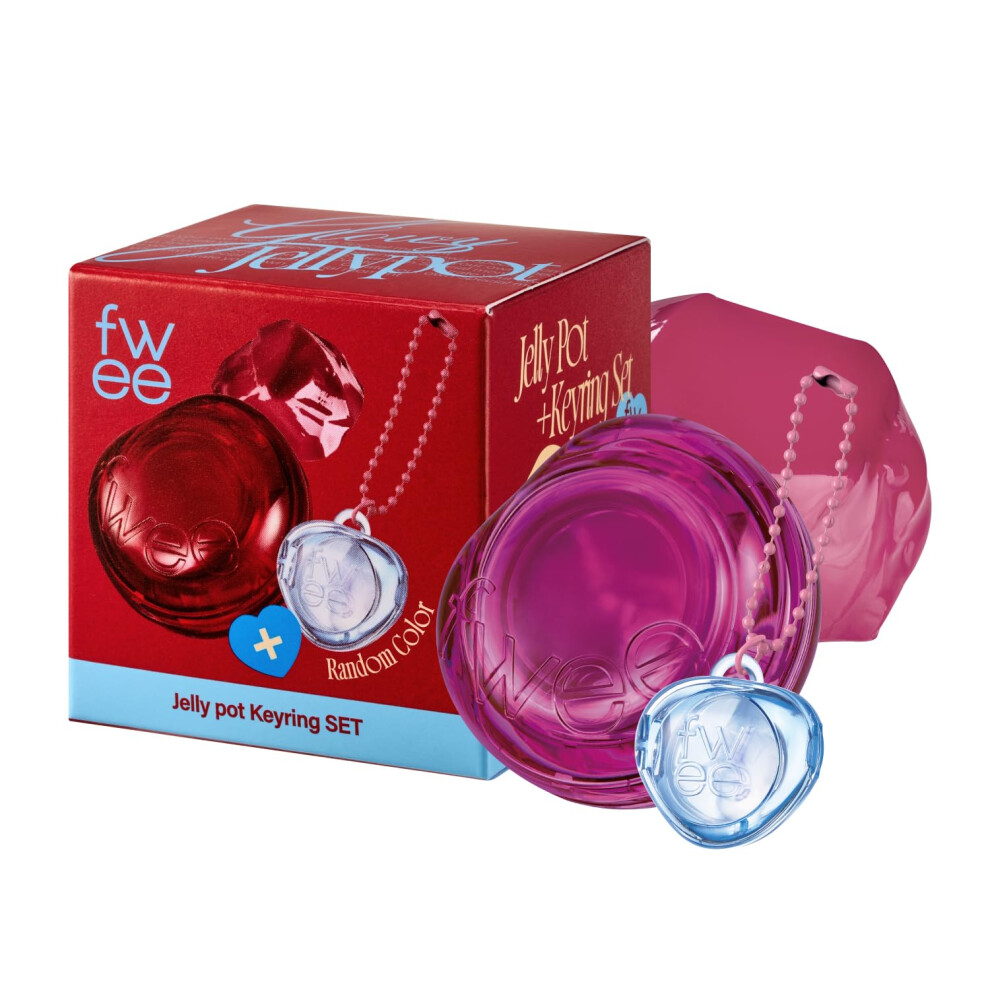 Fwee Pink Glowy Jelly Pot + Keychain Set | Dewy Jelly Lip & Blush Color Tinted Glow Jelly Balm Dewy Buildable Finish - Berry Jam (Peony ) | 0.14 Oz