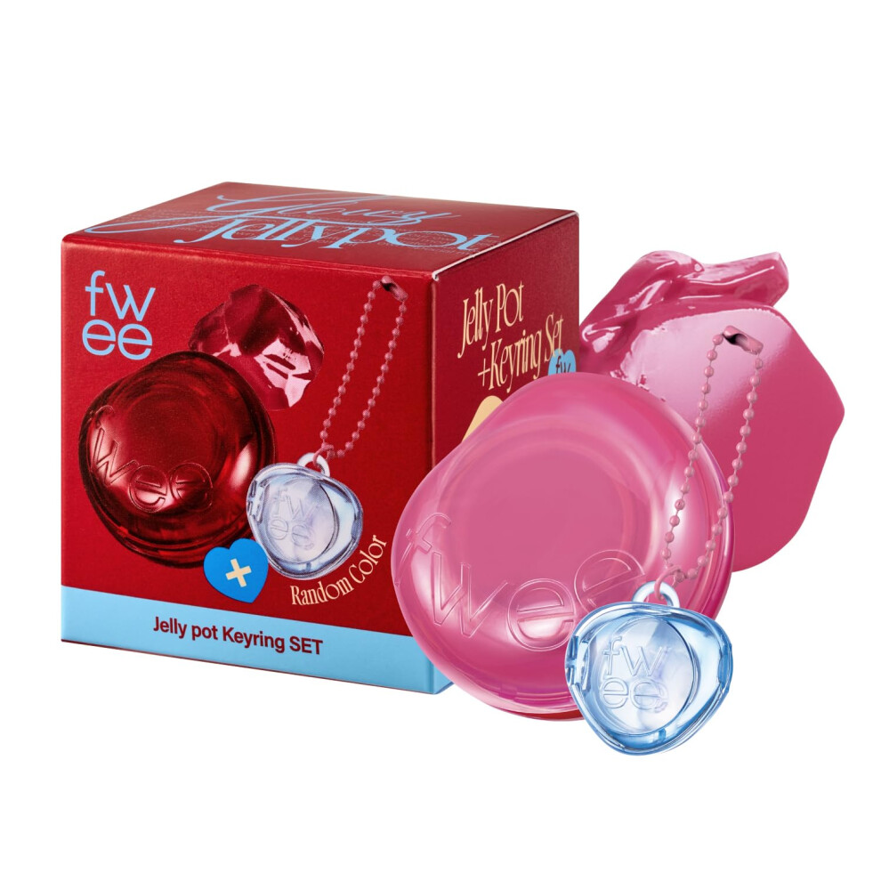 Fwee Pink Glowy Jelly Pot + Keychain Set | Dewy Jelly Lip & Blush Color Tinted Glow Jelly Balm Dewy Buildable Finish - Lolly (Candy ) | 0.14 Oz
