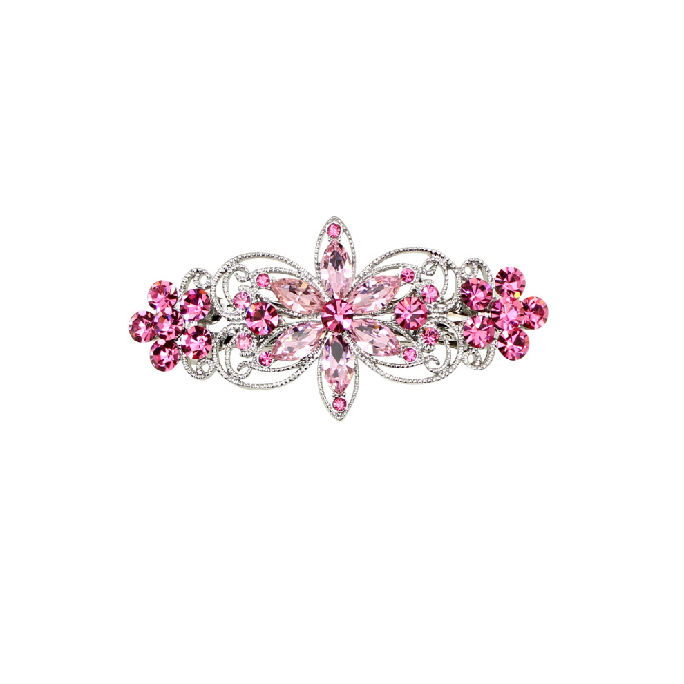 Faship Splendido Fermaglio Per Capelli A Forma Di Flora, Con Strass Rosa-image