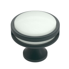 Amerock | Cabinet Knob | Matte Black/Frosted | 1-3/8 inch (35 mm) Diameter | Oberon | 1 Pack | Drawer Knob | Cabinet Hardware