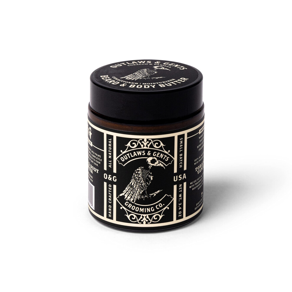 Outlaws and Gents Grooming Co. Beard and Body Butter - Bourbon Sandalwood Scented All-Natural Moisturizer for Men - Deeply Moisturizes Beard  Face  an