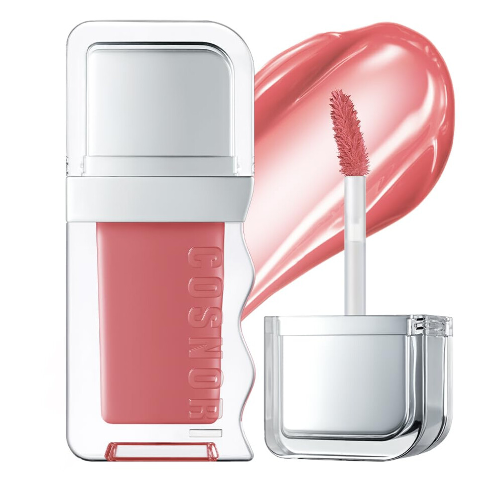 Cosnori Peach Flow Wave Lip Tint - Vegan Glassy Lip Gloss Lightweight & Long-Lasting Plant-Derived Oil Moisturizer K-Beauty (11 Rose)