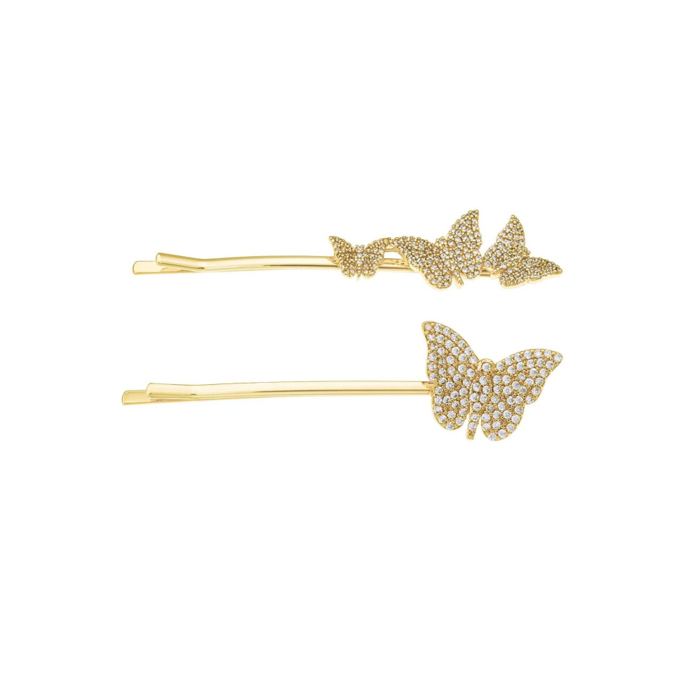 A Hair Pingles Accessoires De Cheveux De Ton Or. Pingles Cheveux En Strass. Tone Dor Mtal Tincelante Butfly Hair Pins De 2 Pour Les Femmes-image