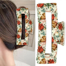 Christmas Hair Clips Xmas Hair Accessories for Women Girls, Snowflake Shiny Large Hair Claw Clips Winter New Year Square Hairpins Strong Hold Nonslip