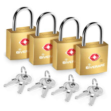 4 Pack TSA Approved Travel Luggage Locks with Keys Solid Brass Copper Keyed Padlock Small Locks for Suitcase Backpack Gym Locker Jewelry Box Go