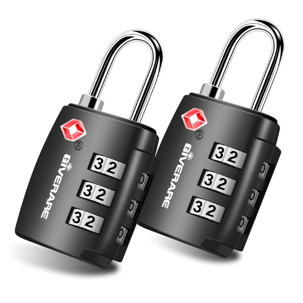 2 Pack Tsa Approved Travel Luggage Locks Combination Lock Alloy Body Metal Keyless 3-Digit Padlocks Tsa Accepted Compatible Padlock For Gym Locker 717298937665