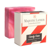 Candy Cane Luxury Bar s?be til ansigt og krop. Til m?nd og kvinder. Alle hudtyper. Naturlig kold proces lavet i USA. S?d pebermynte. Perfekt til