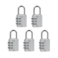 SISAV 5 Pack 3Digit Combination Padlock Easy Read Dials School Gym Locker-Keyless Resettable Combo Five Colors are Optional Luggage Fence Travel Gate