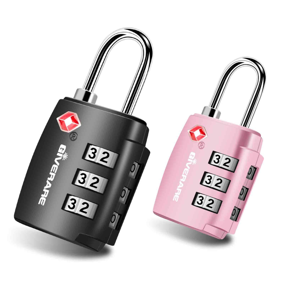 2 Pack TSA Approved Travel Luggage Locks  Combination Lock Alloy Body  Keyless 3-Digit Padlocks  Travel Sentry Accepted Compatible Padlock for Gym Loc-image-OPC-PGFJQY8-NEW